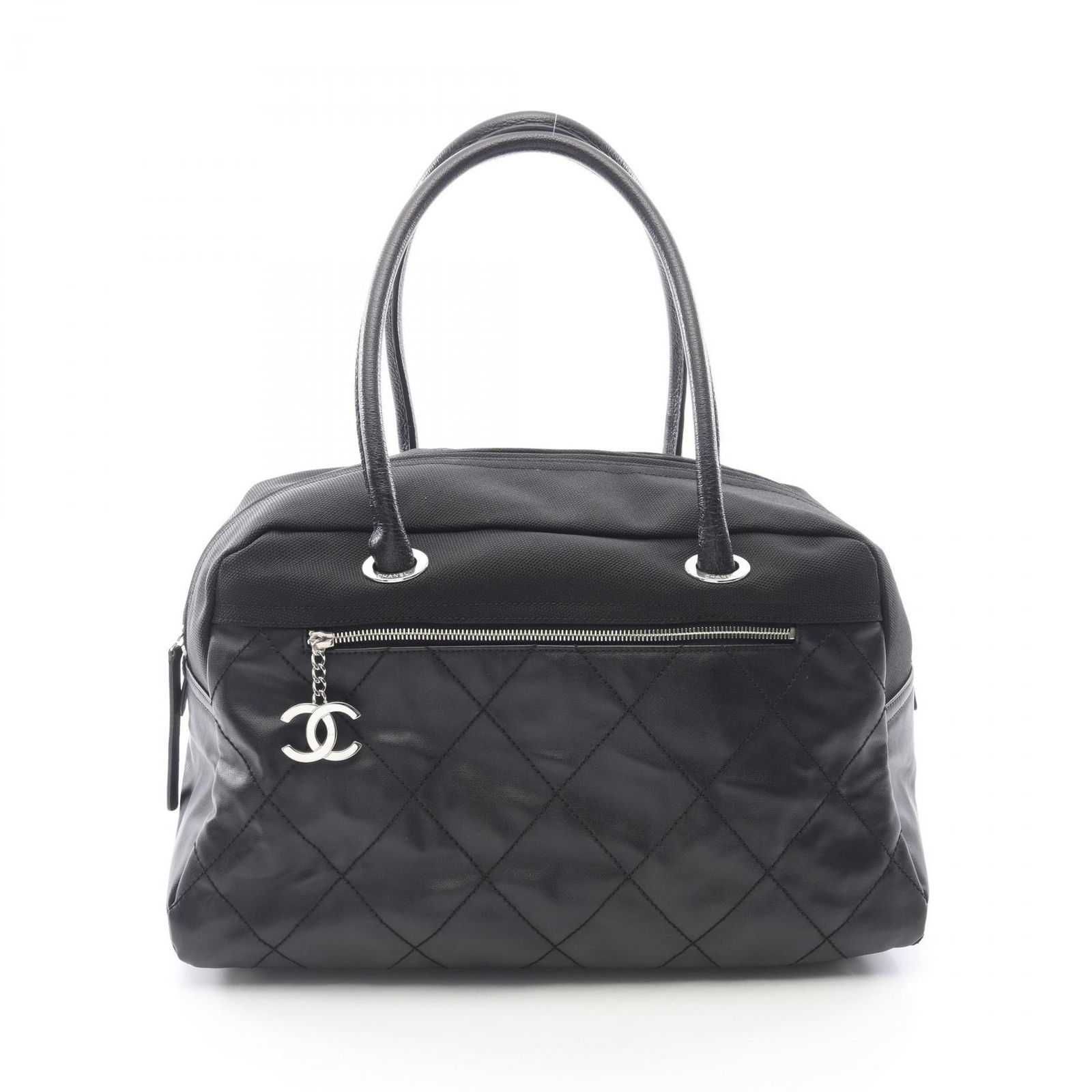 シャネル CHANEL ボストンバッグ パリビアリッツ ブラック PVCコーティングキャンバス パリビアリッツ ボストンバッグ レディース Used B