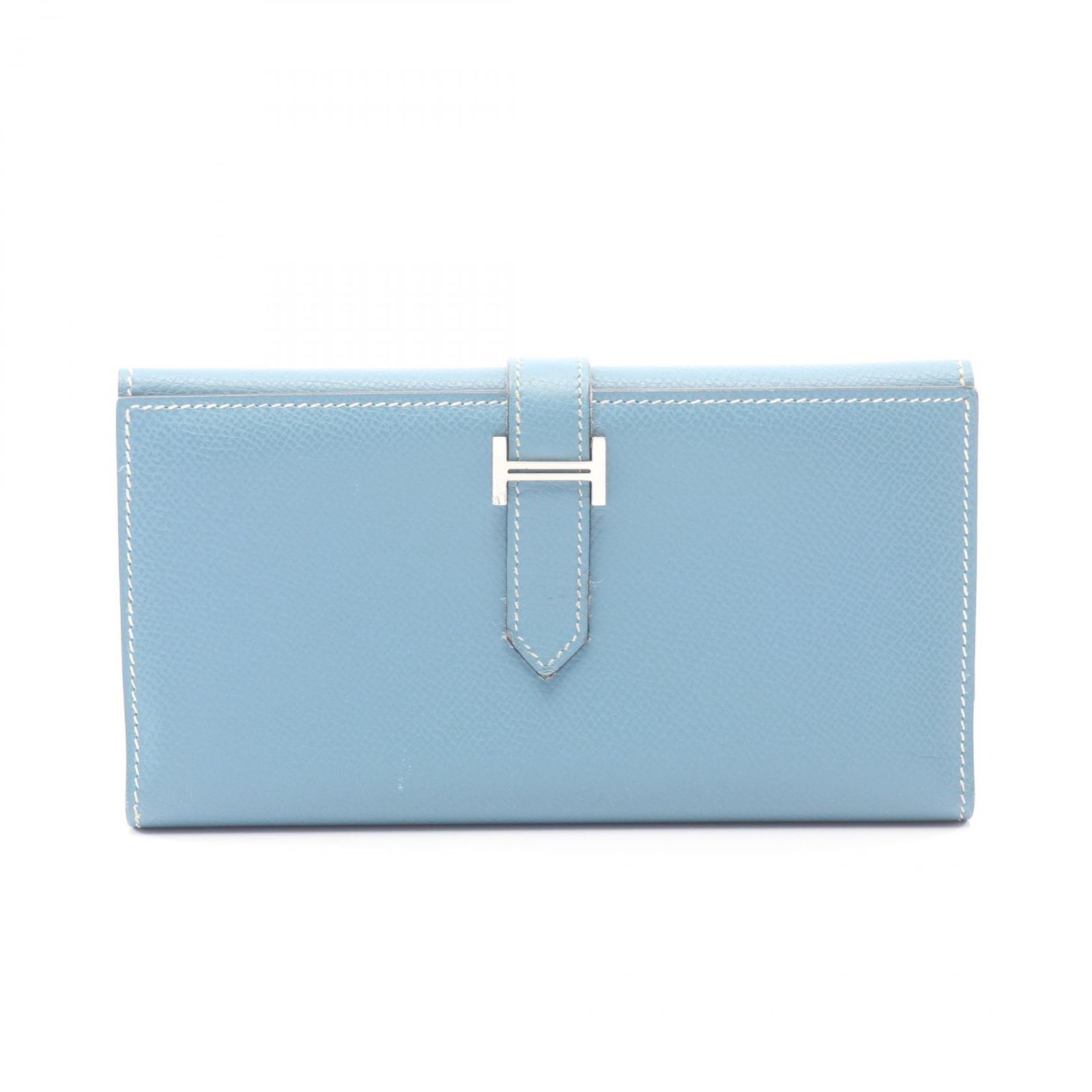 エルメス HERMES 二つ折り長財布 ベアンデュプリ ブルージーン レザー カーフ（牛革） ベアン デュプリ ブルージーン レディース Used B