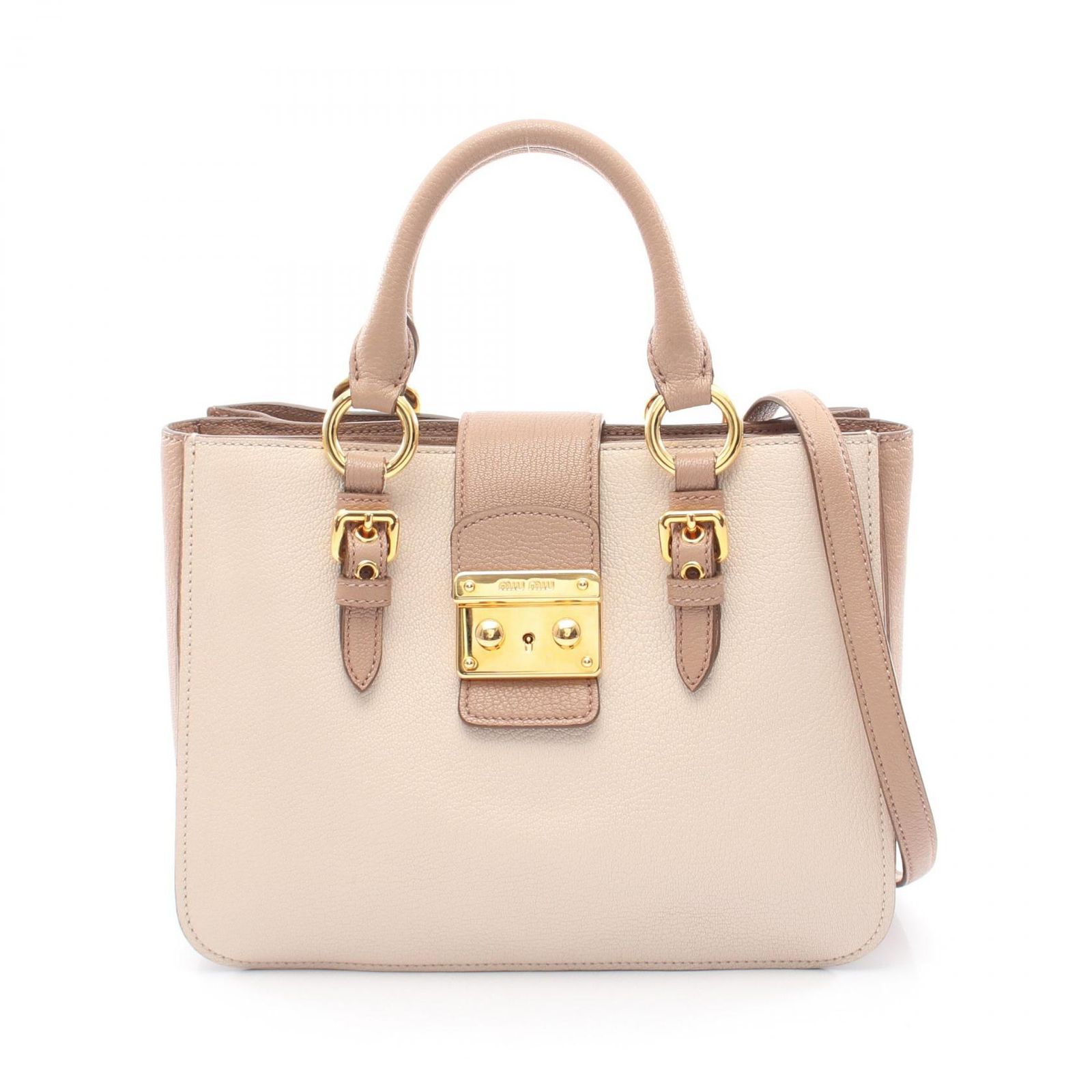 ミュウ ミュウ Miu Miu ハンドバッグ 2WAY ベージュ レザー マドラス 2wayショルダー レディース Used A