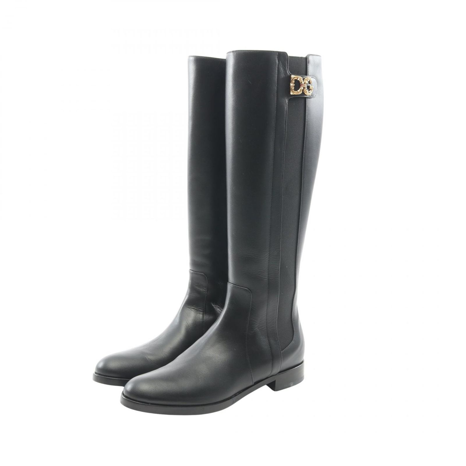 ドルチェアンドガッバーナ DOLCE & GABBANA ブーツ DGロゴ ロング レザー ロングブーツ レディース Used A