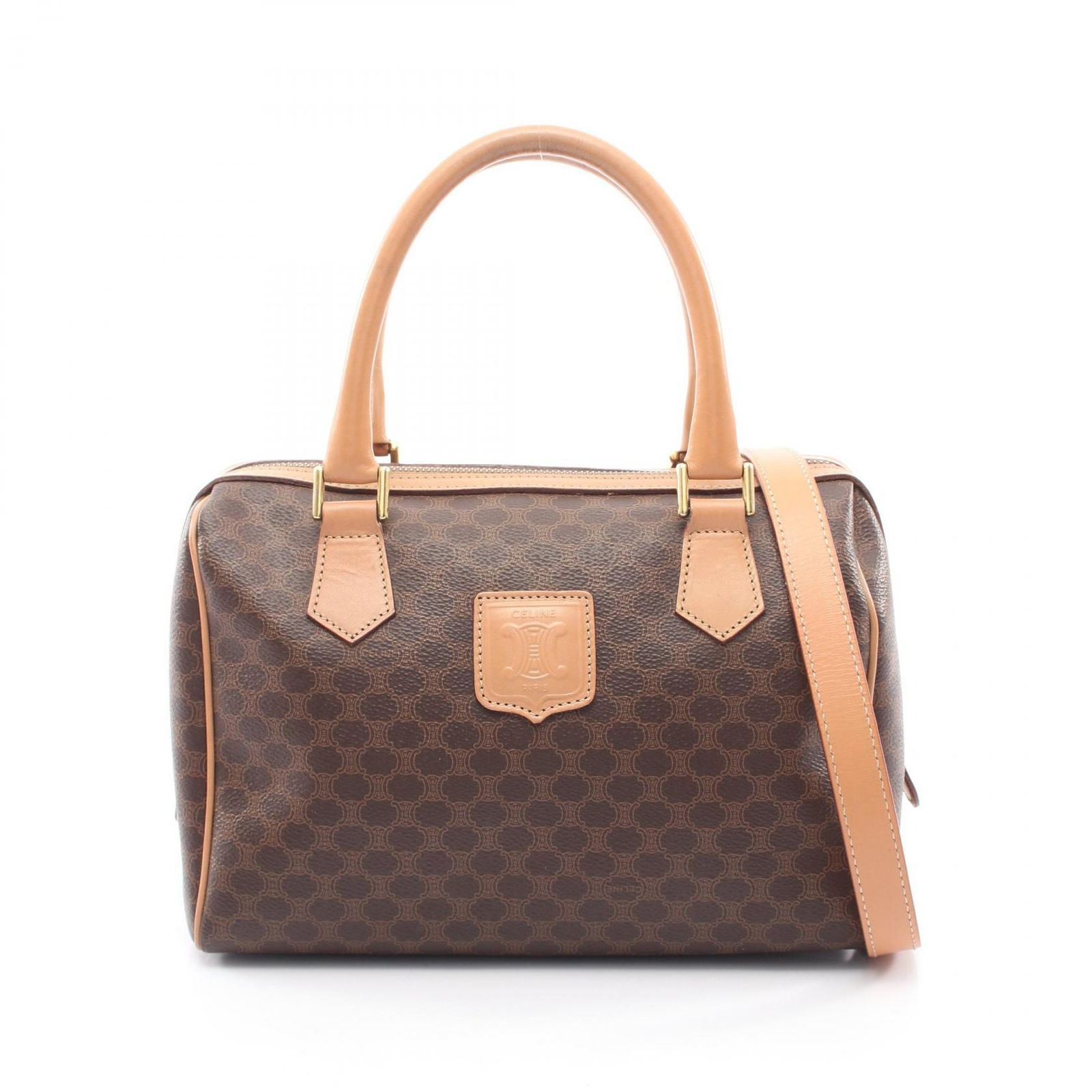 セリーヌ CELINE ハンドバッグ マカダム 2WAY ブラウン/ダークブラウン PVCコーティングキャンバス レザー マカダム 2wayハンド レディース Used B