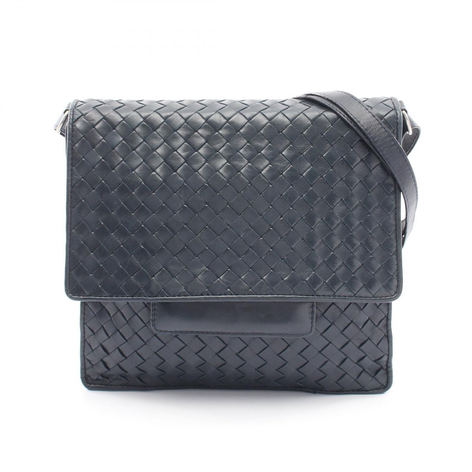 ボッテガヴェネタ BOTTEGA VENETA ショルダーバッグ イントレチャー ト ネイビー レザー イントレチャー ト ショルダー ユニセックス Used B