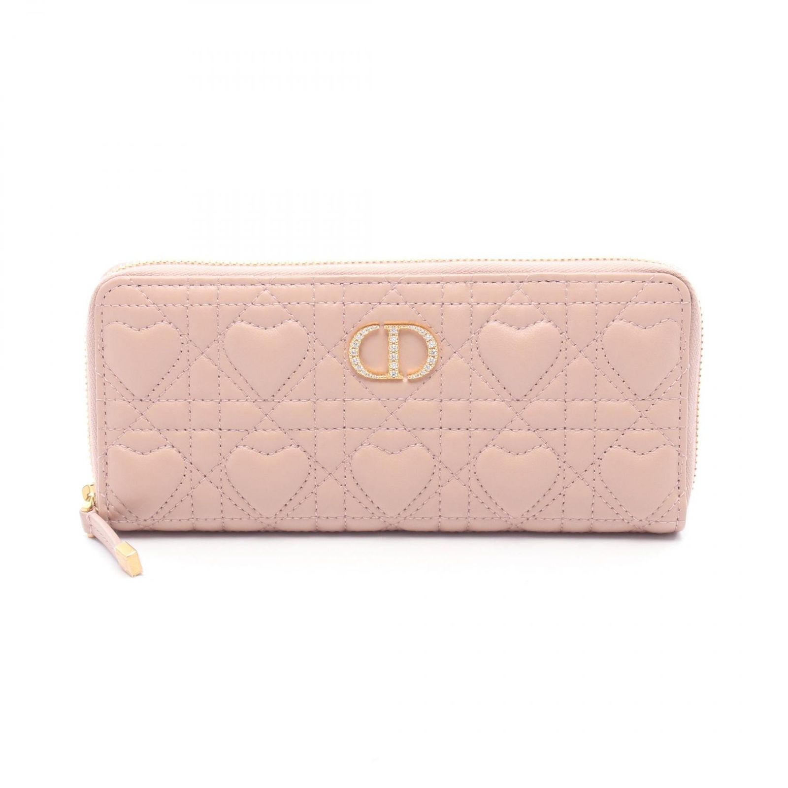 ディオール Dior ラウンド長財布 MISS CARO VOYAGEUR ハートカナージュ S4209UJNH_M42P ピンク ラムスキン（羊革） Miss Caro Voyageur スリムロングウォレット レディース