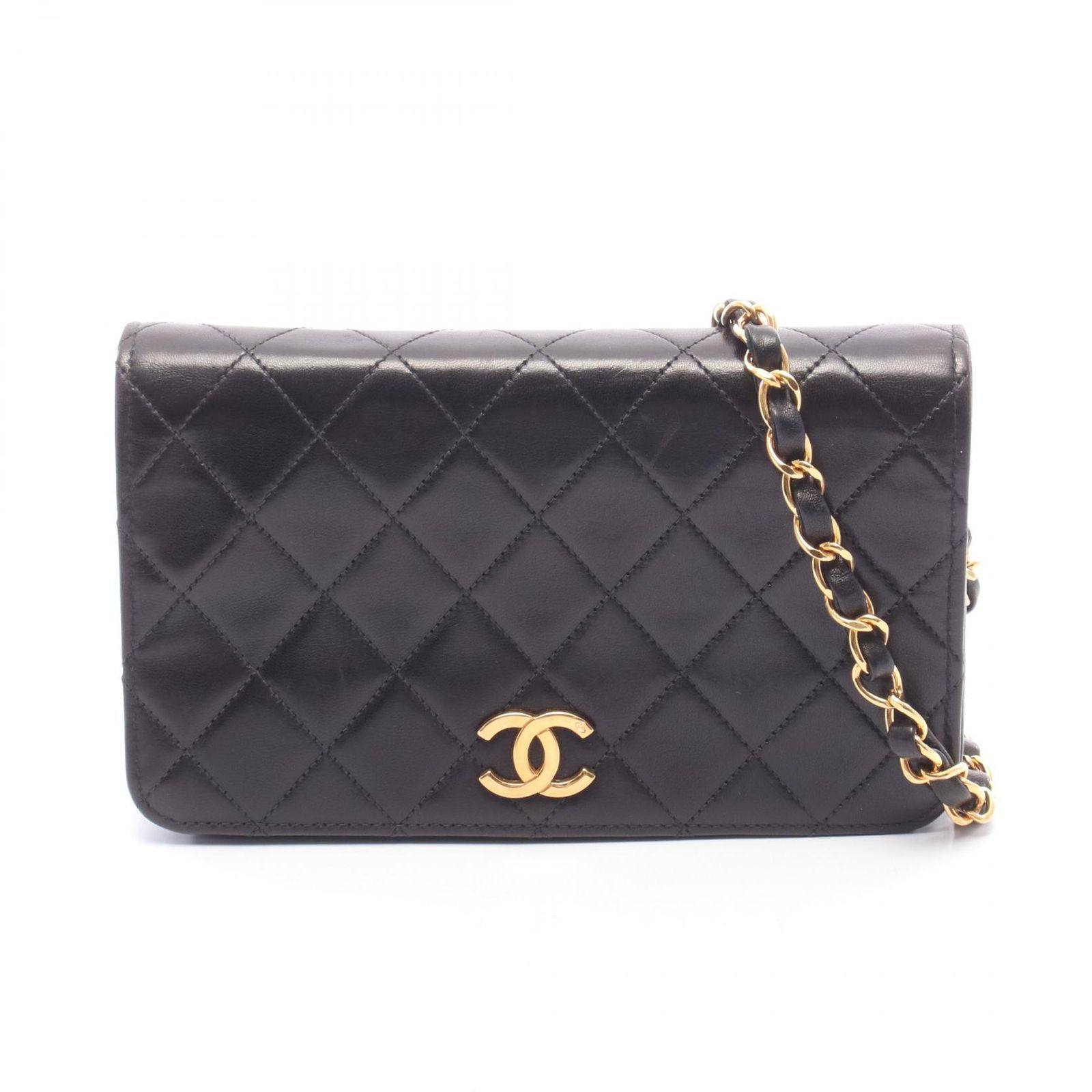 シャネル CHANEL ショルダーバッグ ミニマトラッセ フルフラップ ブラック ラムスキン（羊革） ミニマトラッセ フルフラップ チェーンショルダー レディース