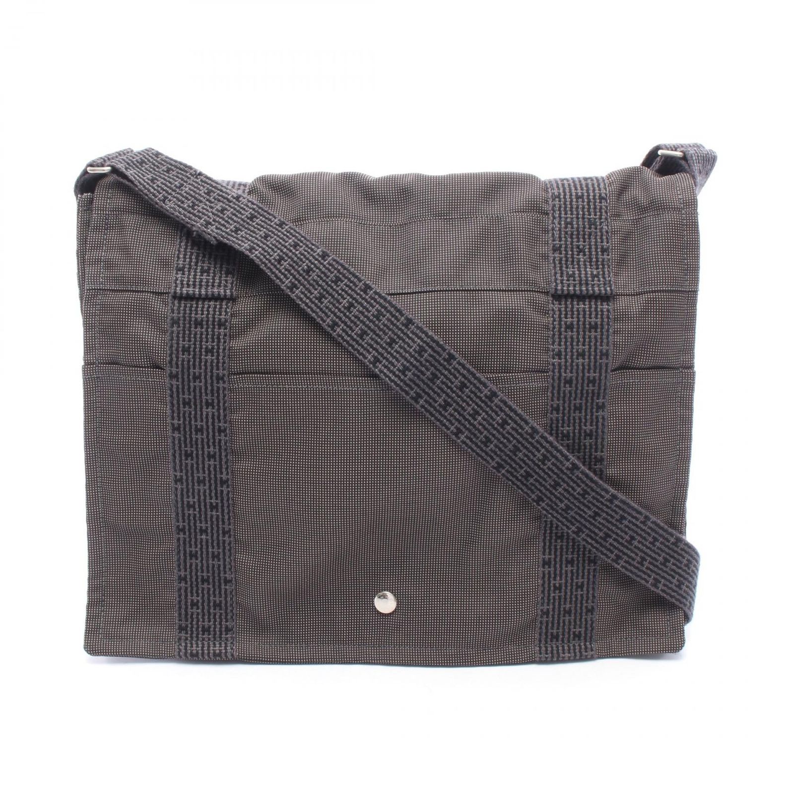 エルメス HERMES ショルダーバッグ エールライン バサスMM グレー キャンバス エールライン バサスMM グレー ユニセックス Used B