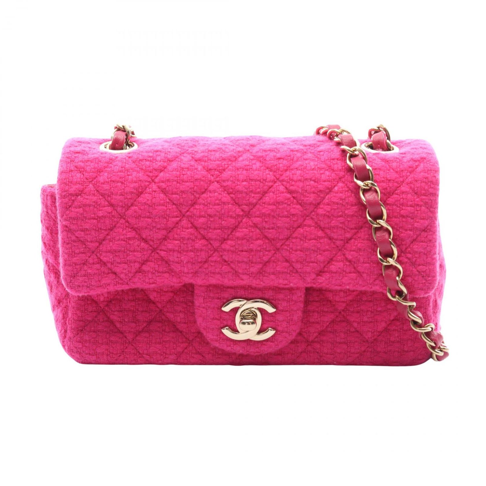 シャネル CHANEL ショルダーバッグ ミニマトラッセ20 フューシャピンク ファブリック レザー ミニマトラッセ チェーンショルダー レディース Used A
