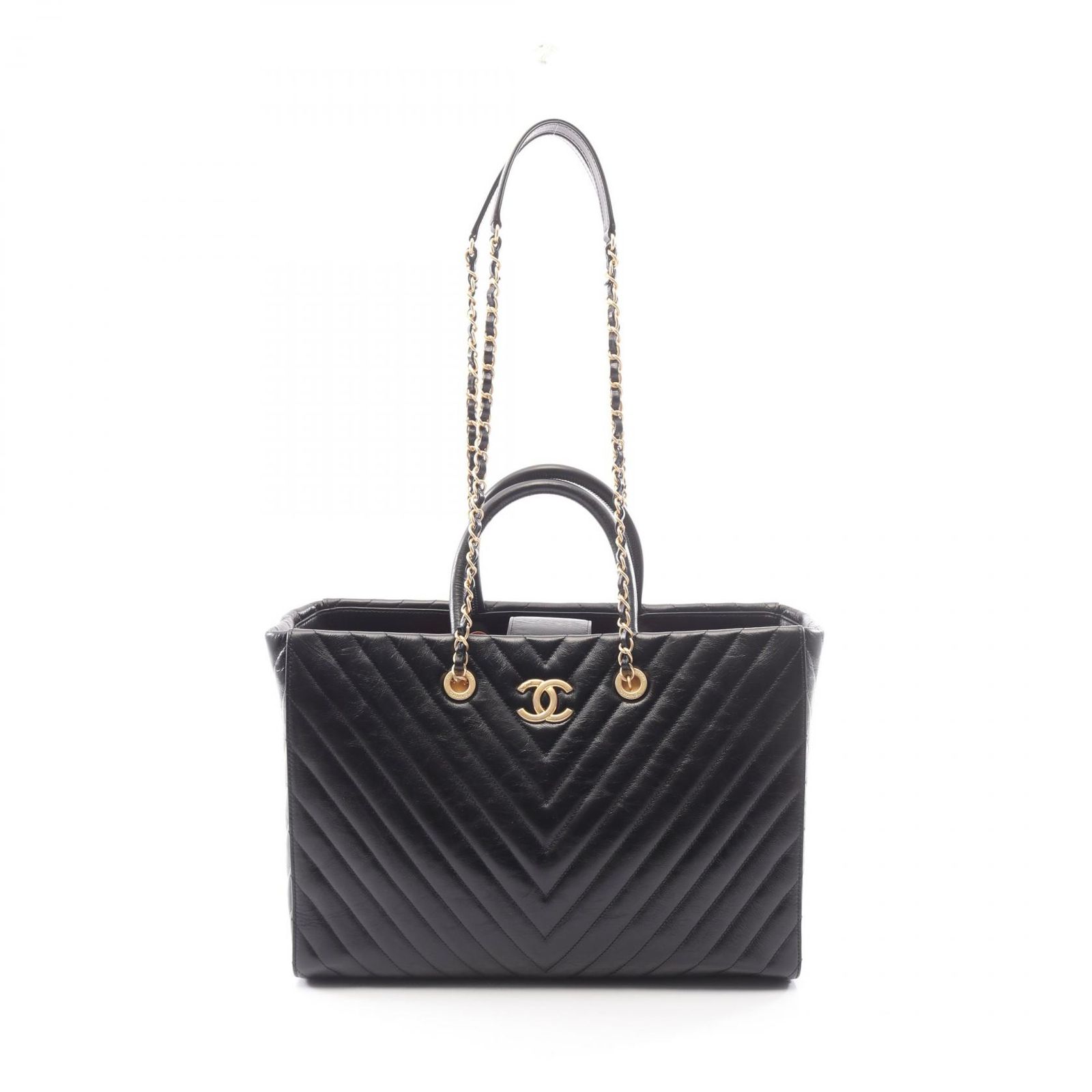 シャネル CHANEL トートバッグ Vステッチ 2WAY ブラック レザー Vステッチ ラージ ショッピングバッグ レディース Used A 324,360円
