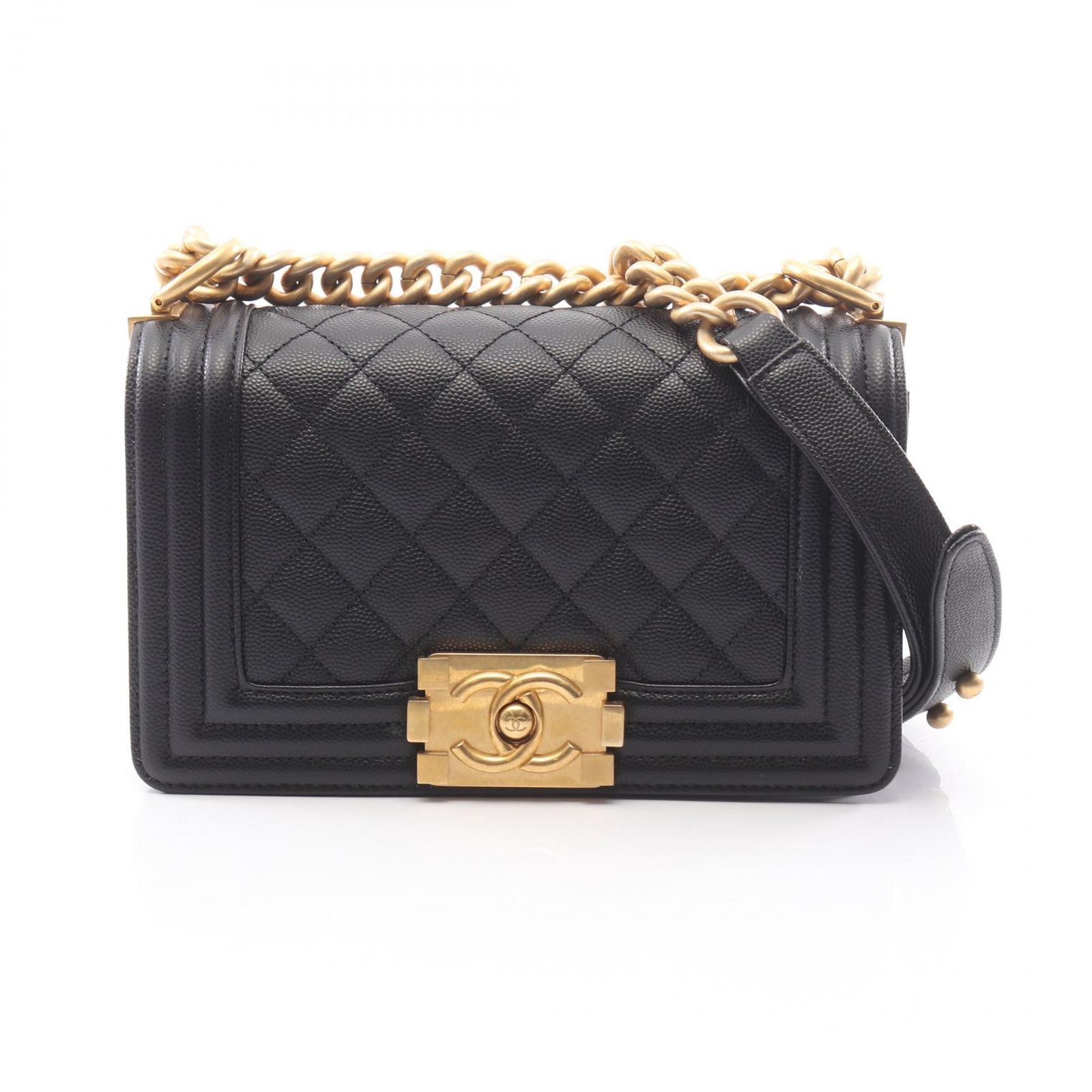 シャネル CHANEL ショルダーバッグ ボーイシャネル スモール A67085 ブラック キャビアスキン(グレインドカーフ) ボーイシャネル スモール チェーンショルダー