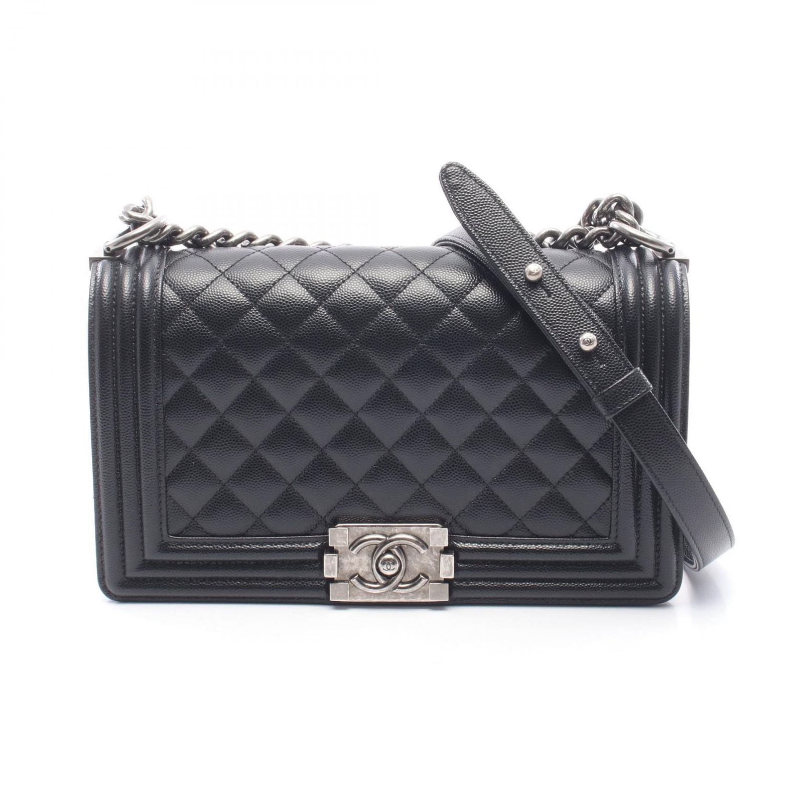 シャネル CHANEL ショルダーバッグ ボーイシャネル A67086 ブラック キャビアスキン(グレインドカーフ) ボーイシャネル チェーンショルダー レディース Used A