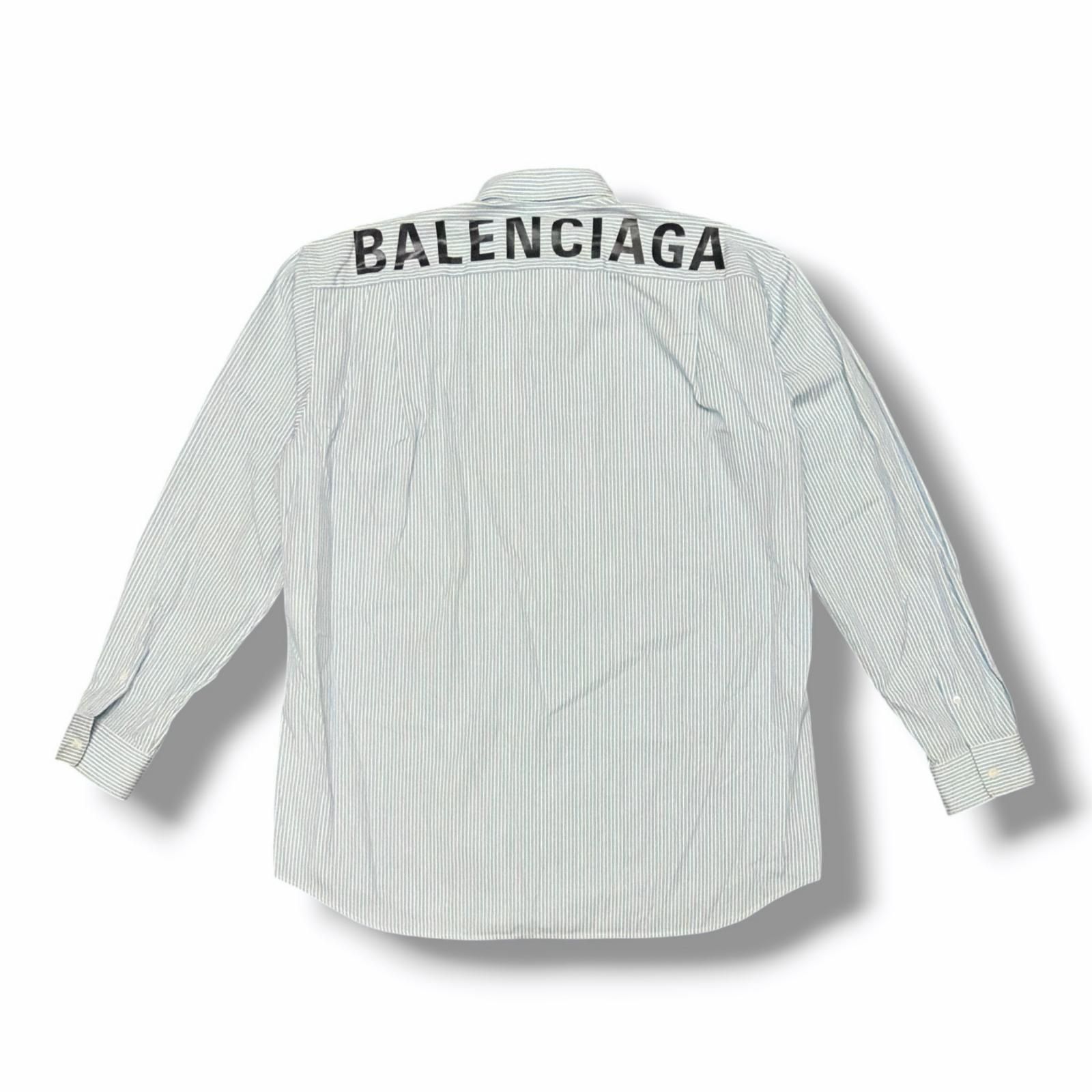 国内正規 BALENCIAGA Back Logo Print Stripe Shirt バックロゴ