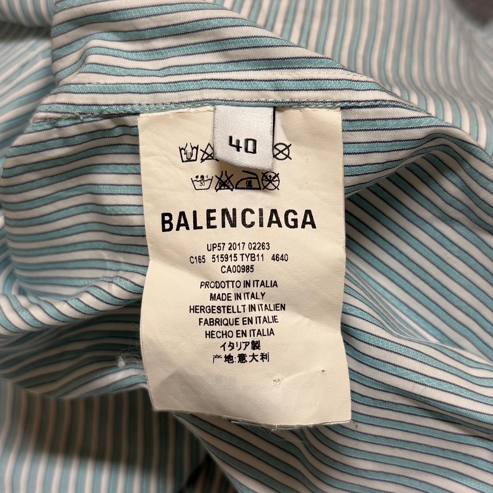 国内正規 BALENCIAGA Back Logo Print Stripe Shirt バックロゴ