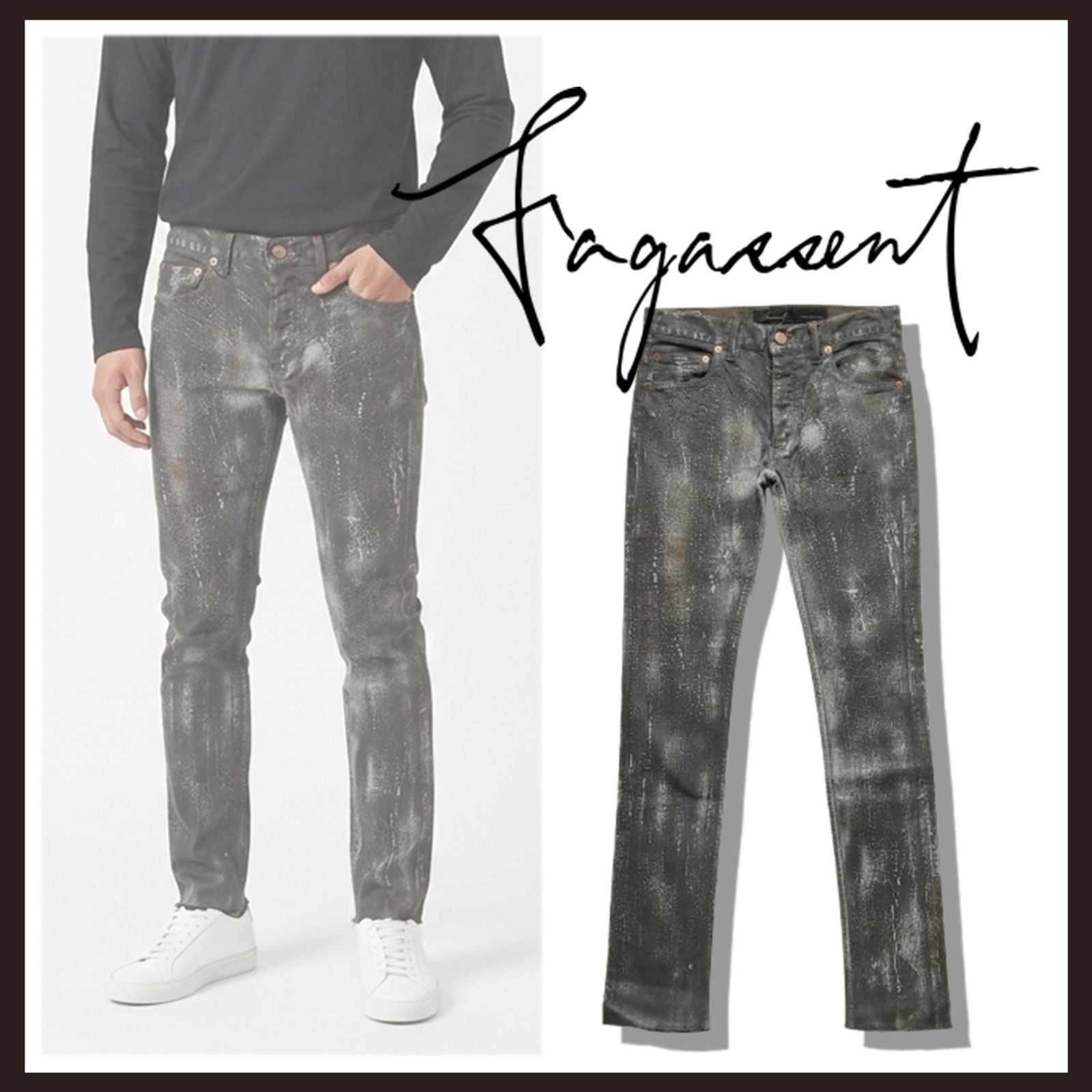 00s archive fagassent クラック コーティング デニムパンツ 新品 未使用 ファガッセン ヴァイスコーティングスキニーデニム グレー