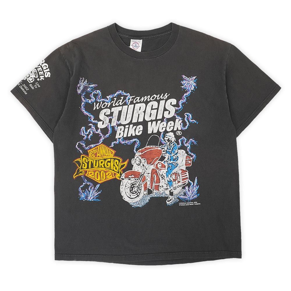 スタージス STURGIS 00s 2000年代 Y2K 両面プリントTシャツ DELTA ハーレーダビッドソン アメカジ バイカー USA ヴィンテージ アメリカ 古着 メンズ Tシャツ カットソー ブラック 黒 L【中古】