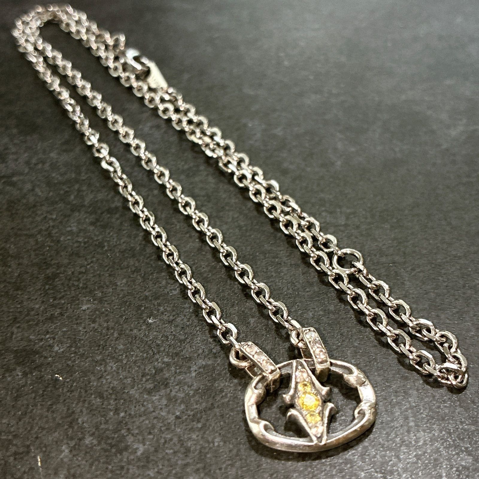 REGALIS レガリス SV925 アラベスク調 ネックレス 廃盤 イエロージルコニア シルバーアクセ