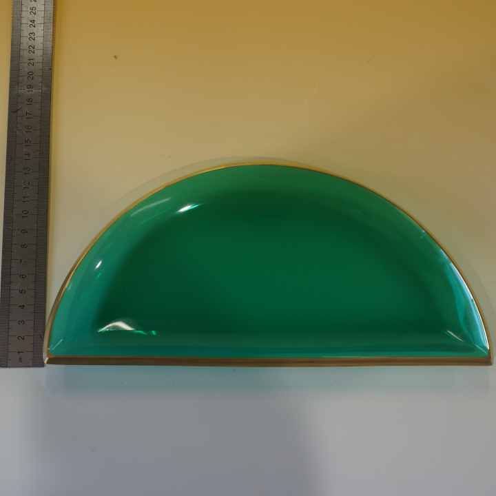 河上恭一郎 緑彩半月皿 瑠璃ガラス 金縁 プレート 箱付き 保管品