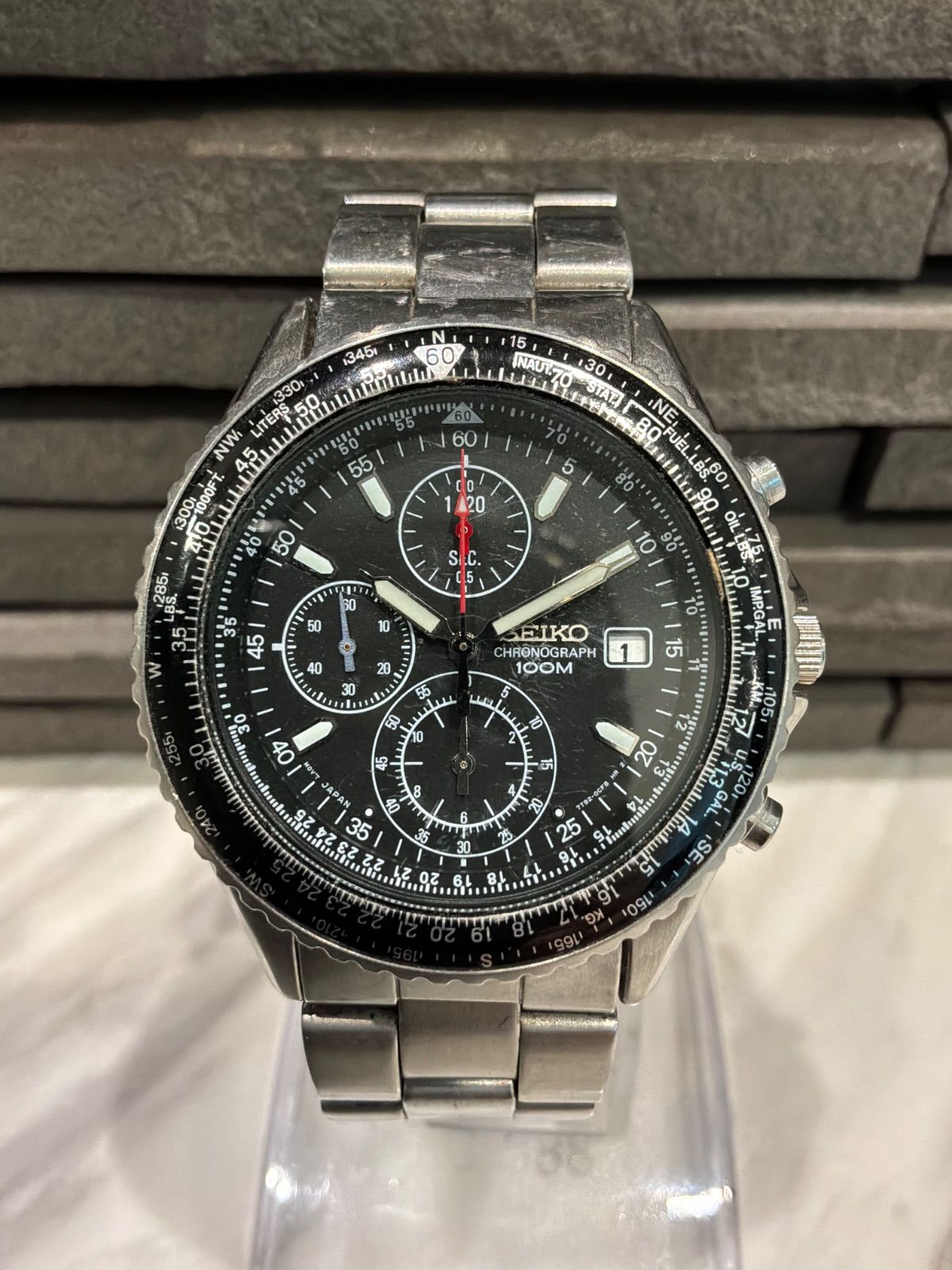 メンズ SEIKO セイコー クロノグラフ 100M 7T92-0CF0 クォーツ メンズ 