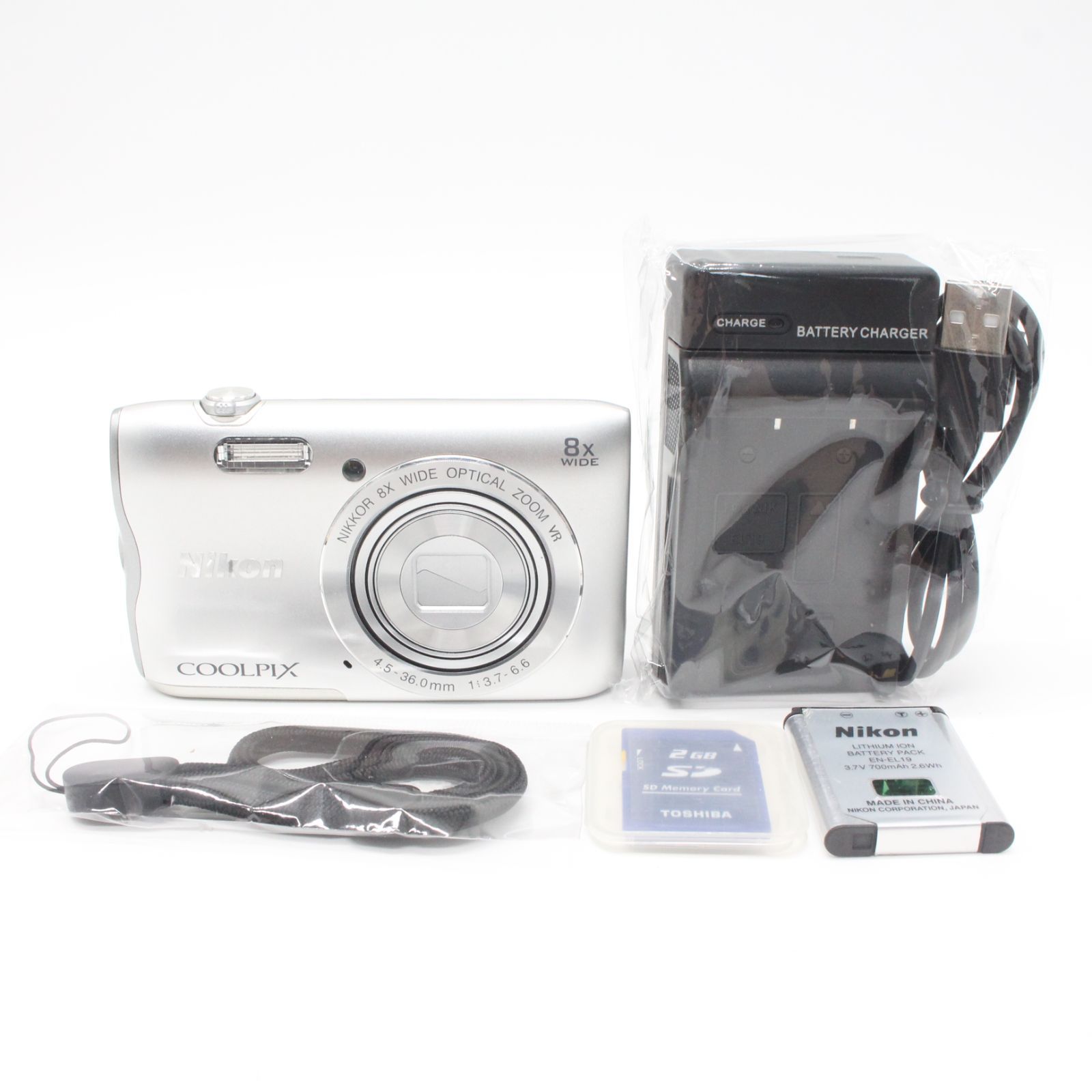 嬉しいTOSHIBA・2GB/SDカード付き！■極上品■ Nikon COOLPIX A300 シルバー