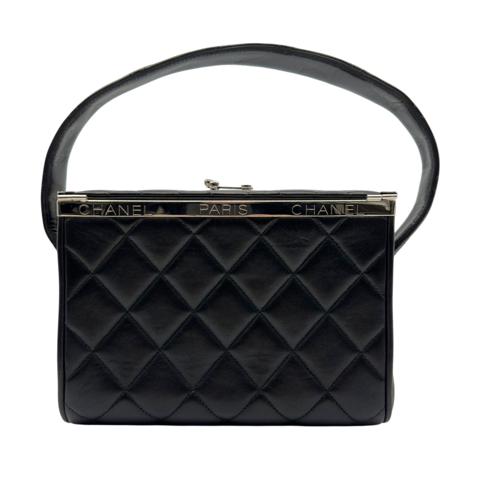 シャネル CHANEL マトラッセ バニティケース ブラック シルバー金具 ラムスキン レディース ハンドバッグ