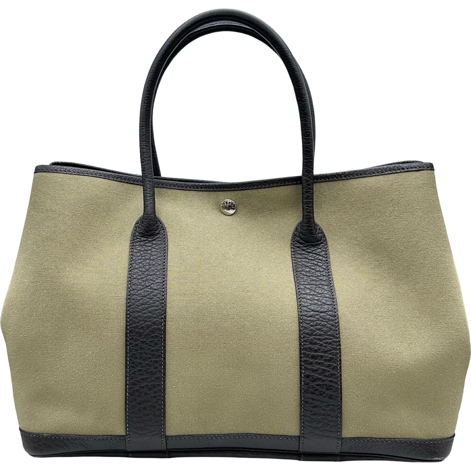 エルメス HERMES ガーデンパーティPM □G刻印 カーキ シルバー金具 トワル レディース トートバッグ
