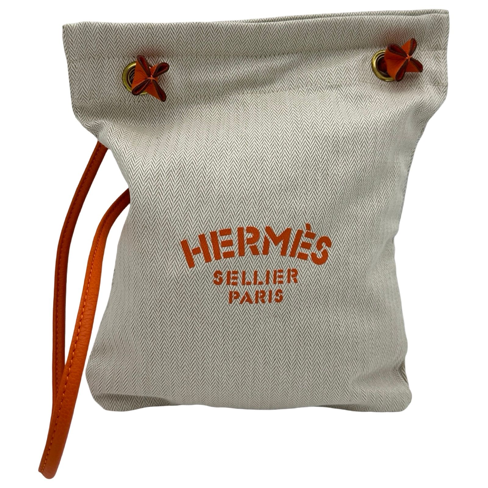 エルメス HERMES アリーヌPM オレンジ ゴールド金具 トワル レディース ショルダーバッグ