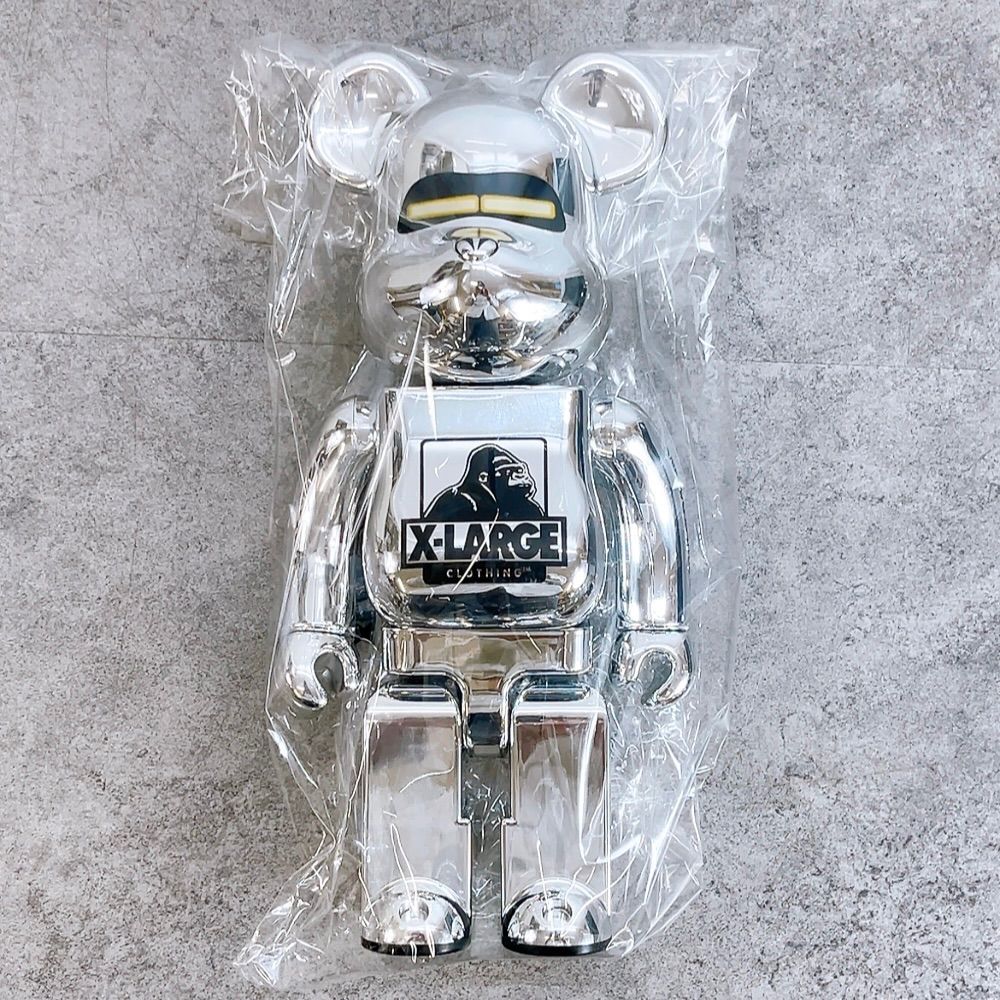 H-1434 メディコム・トイ BE@RBRICK ベアブリック 400% XLARGE(R)×HAJIMESORAYAMA シルバー 未使用品 コラボ フィギュア コレクション