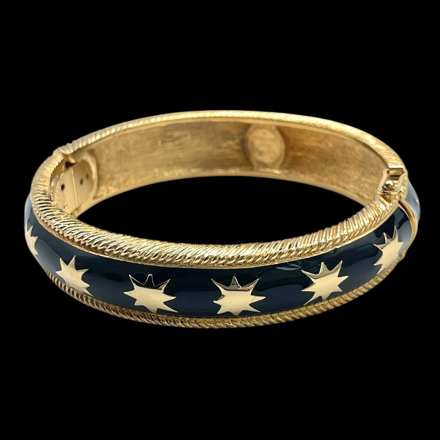 希少 美品 Christian Dior クリスチャンディオール boutique バングル ブレスレット ヴィンテージ スター ブラック ゴールド アクセサリー ドイツ製 レディース