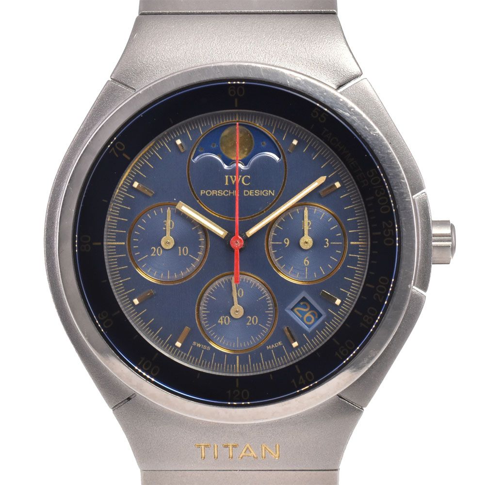値下 ポルシェデザイン Porsche Design 11027 by IWC チタン クロノグラフ デイト クォーツ メンズ 美品 J#142060
