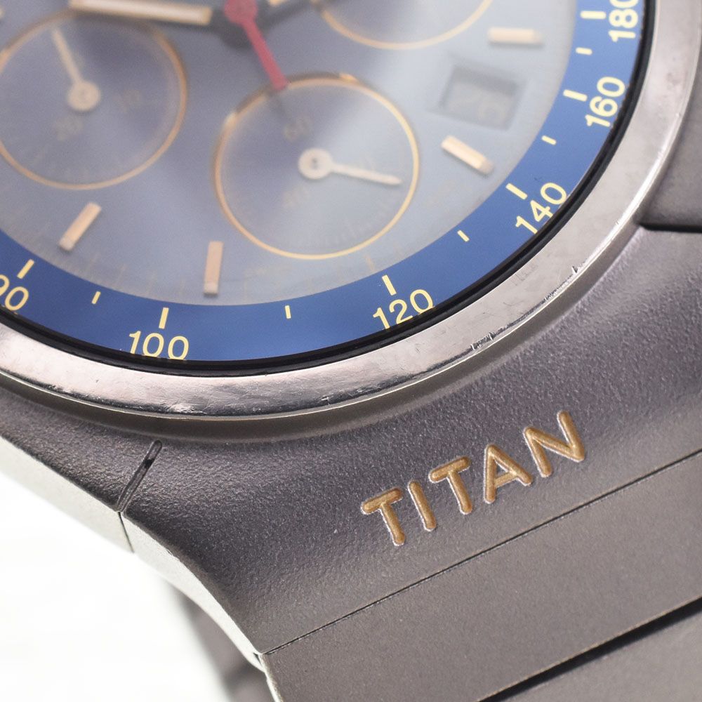 値下 ポルシェデザイン Porsche Design 11027 by IWC チタン クロノグラフ デイト クォーツ メンズ 美品 J#142060