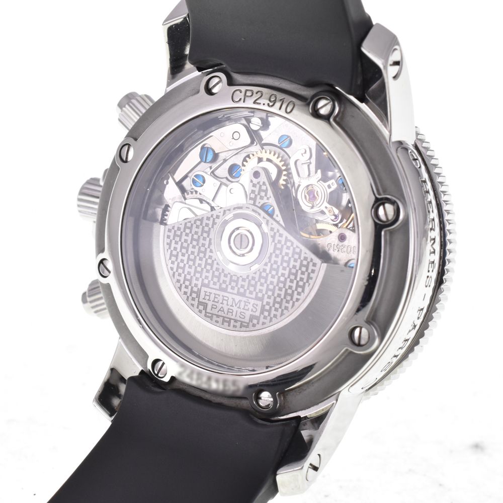 値下 エルメス HERMES CP2.910 クリッパー ダイバー クロノグラフ デイト 自動巻き メンズ 良品 J#144996