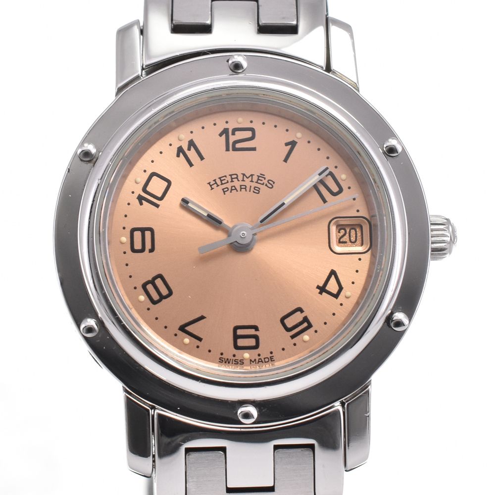 値下 エルメス HERMES CL4.210 クリッパー Dバックル クォーツ レディース 良品 J#144497
