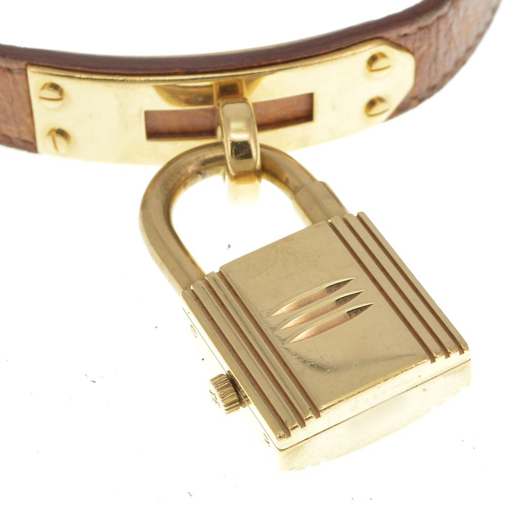 値下 エルメス HERMES ケリーウォッチ GP/レザー クォーツ レディース 良品 J#144665