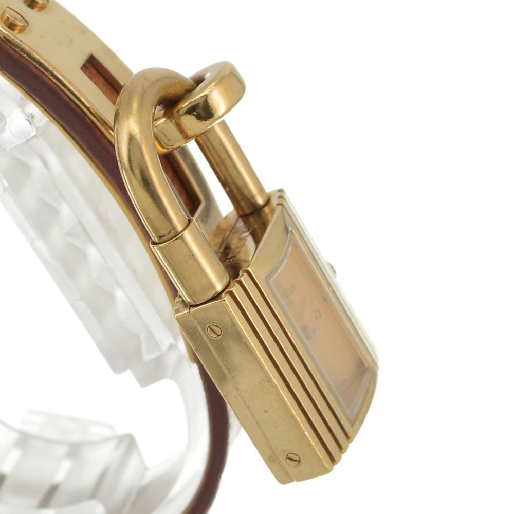 値下 エルメス HERMES ケリーウォッチ GP/レザー クォーツ レディース 良品 J#144665