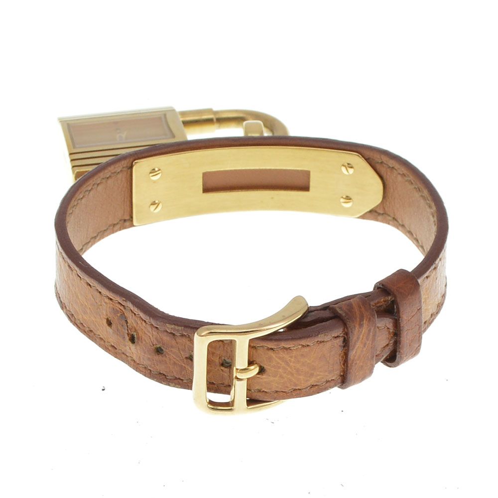 値下 エルメス HERMES ケリーウォッチ GP/レザー クォーツ レディース 良品 J#144665