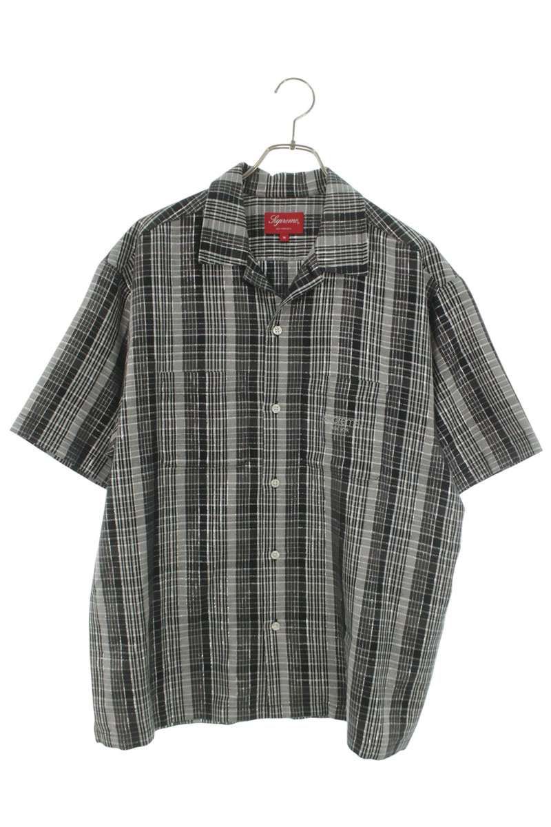シュプリーム 23SS Metallic Plaid Shirts チェック柄半袖シャツ メンズ M