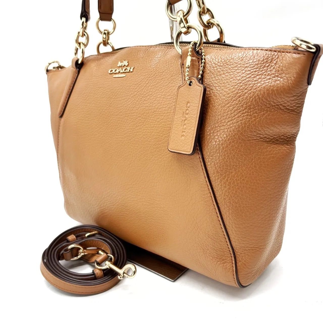 【良品】coach y2k 2way shoulderbag hand allleather goldparts brown ladies コーチ 2way バッグ