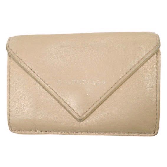 BALENCIAGA バレンシアガ PAPER TINY 三つ折り財布 391446 DLQ0N ベージュ レザー ミニウォレット g24149
