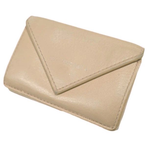 BALENCIAGA バレンシアガ PAPER TINY 三つ折り財布 391446 DLQ0N ベージュ レザー ミニウォレット g24149
