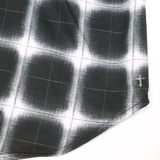 新品 LAST NEST ラストネスト 25AW Printed Flannel Shirts プリントフランネルシャツ M BLACK 長袖 チェック バックプリント トップス g26693
