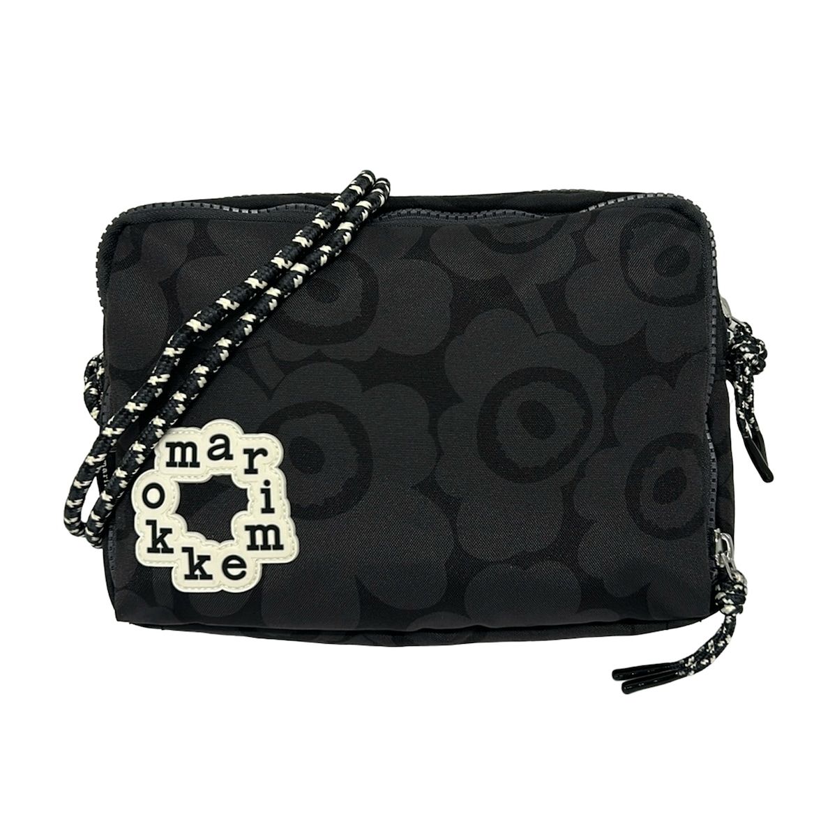 marimekko(マリメッコ) ショルダーバッグ美品 - ダークグレー×黒×マルチ ウニッコ/ストラップ着脱可 8,470円