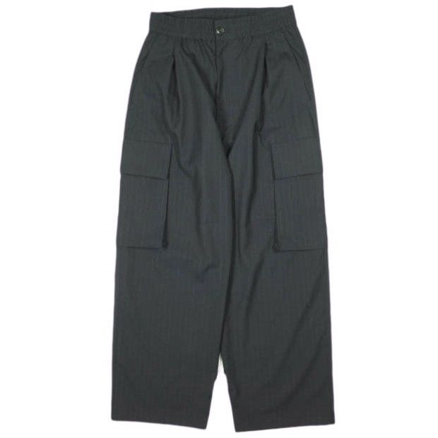 IMA:ZINE x SHO NAGATA イマジン ショウナガタ 別注 日本製 Massive Easy Cargo Slacks ピンストライプ トロピカルウール イージーカーゴスラックス IMA23 214 L NAVY STRIPE パンツ ボトムス