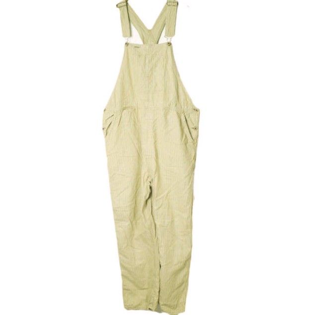 RRL ダブルアールエル ストライプド リネンコットン オーバーオール 782959707001 XL Beige オールインワン Double RL ジャンプスーツ ツナギ 定価86,900円 g26672
