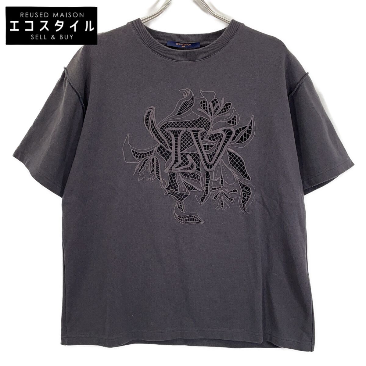 LOUIS VUITTON　ルイヴィトン　RM201 TCE HIY88W 20SS チャコール LVヴェジェトゥルレースエンブロイダリーTシャツ　L