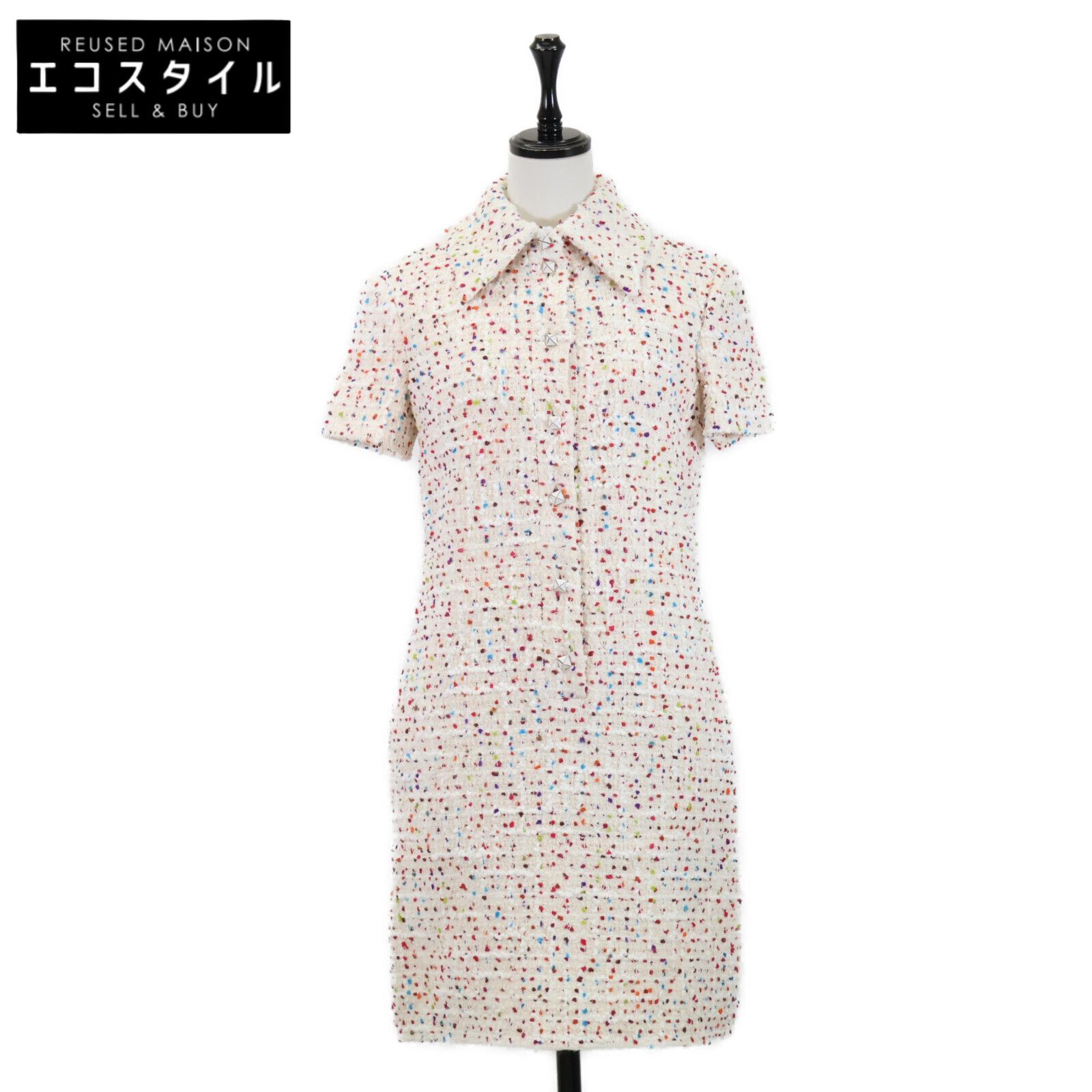 VALENTINO　ヴァレンティノ　【美品/国内正規】P60101687 XB3VAYB016VP ピラミッドスタッズ ツイード 半袖　36