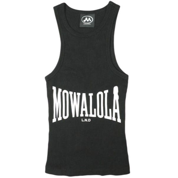 MOWALOLA モワローラ 24SS ポルトガル製 SWEAT TANK ロゴプリント リブタンクトップ MOSS24TA03012372 XS BLACK トップス g26687