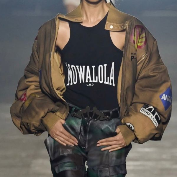 MOWALOLA モワローラ 24SS ポルトガル製 SWEAT TANK ロゴプリント リブタンクトップ MOSS24TA03012372 XS BLACK トップス g26687