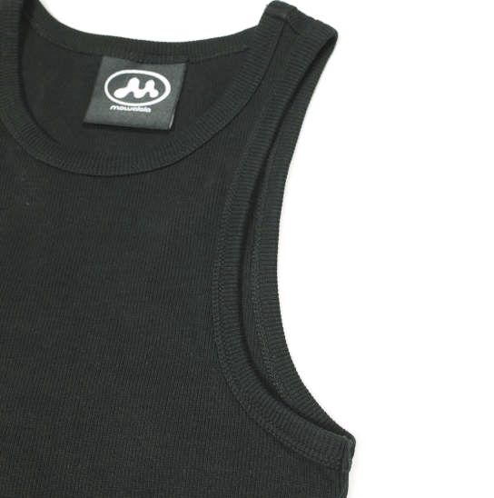 MOWALOLA モワローラ 24SS ポルトガル製 SWEAT TANK ロゴプリント リブタンクトップ MOSS24TA03012372 XS BLACK トップス g26687