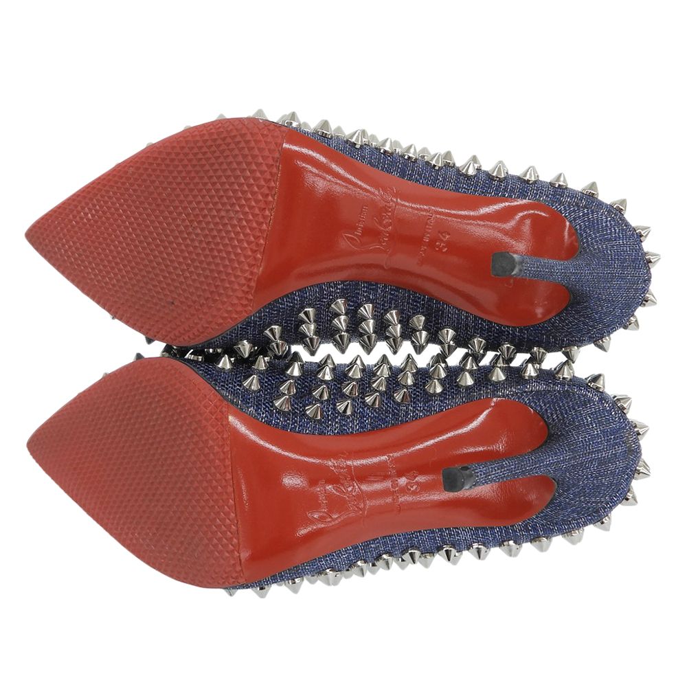 2回室内使用 Louboutin クリスチャンルブタン デニムスタッズパンプス Christian Louboutin クリスチャンルブタン 美品 スパイクスタッズ