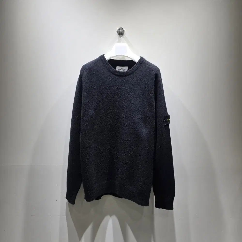 中古/正規品 STONE ISLAND ストーンアイランド ワッペン パッチ クルーネック ウール ニット ブラック 3XL