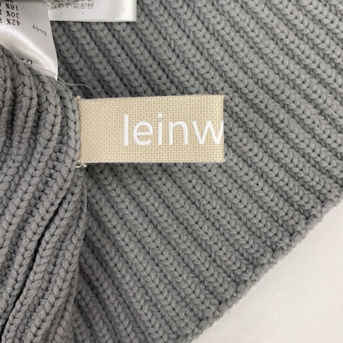 LEINWANDE　ラインヴァンド　0224010507 グレー ウール混 切り替え タートルネックリブ編みニットプルオーバー　F