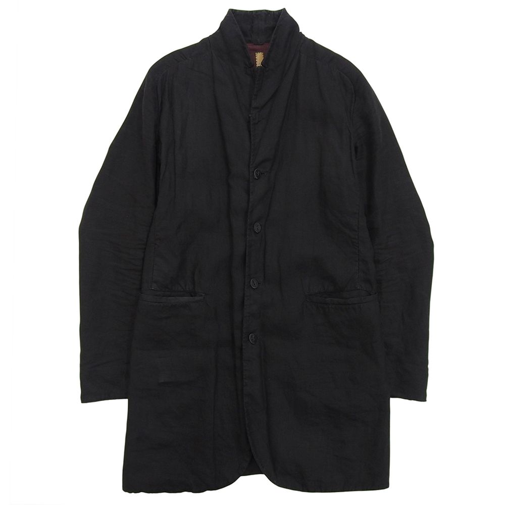 レイヤーゼロ　レイヤーゼロ　リネン ロングジャケット メンズ 黒 ブラック 50 SSM18-29　50